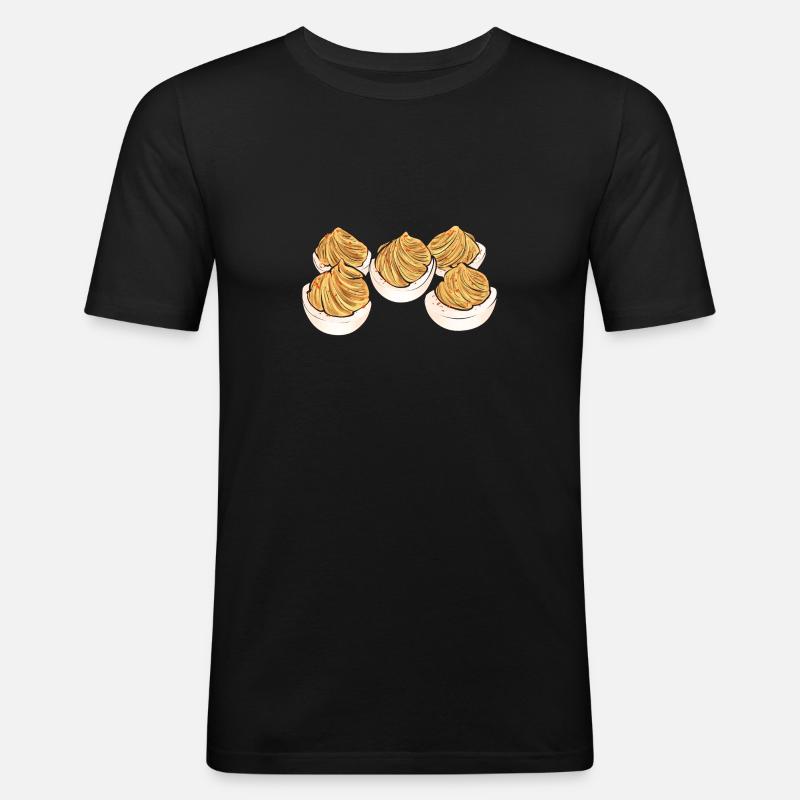 Gefüllte Eier Deviled Eggs - Männer Slim Fit T-Shirt - Schwarz
