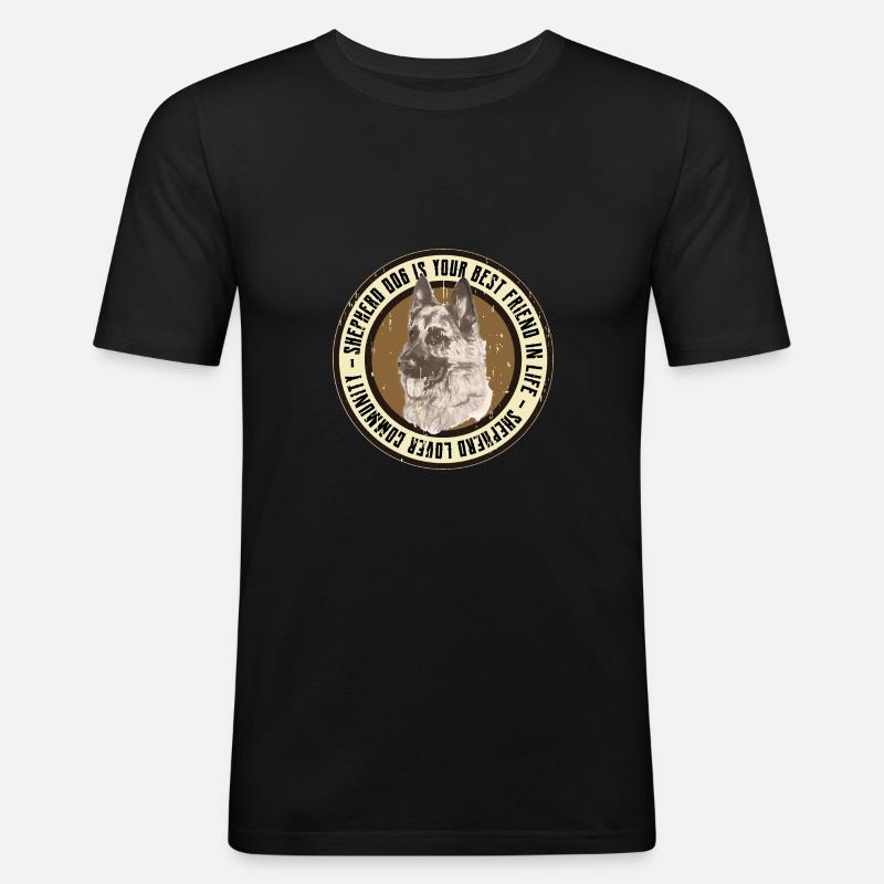 Schäferhund - Männer Slim Fit T-Shirt - Schwarz