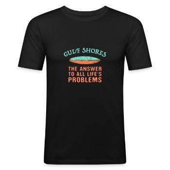Gulf Shores Answer To All Life's Problems Surfing - Männer Slim Fit T-Shirt - Schwarz - Vorne - Nik (191cm)