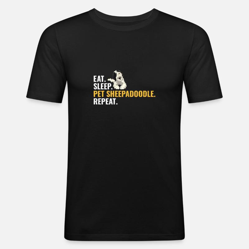 Sheepadoodle Doodle Hund - Männer Slim Fit T-Shirt - Schwarz