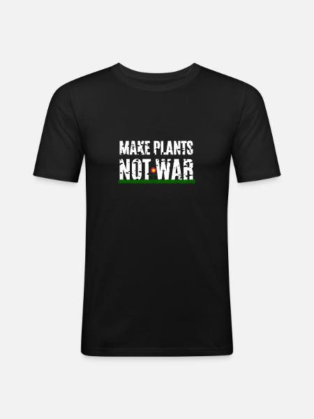 Make Plants Not War - Men's Slim Fit T-Shirt - black
