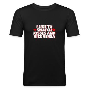 J’aime arracher des baisers et vice versa 2 - T-shirt près du corps Homme - noir - Devant - Nik (191cm)