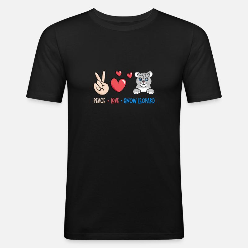 Schneeleopard - Männer Slim Fit T-Shirt - Schwarz