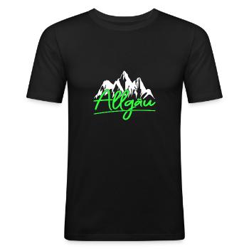 Allgäu Berge Wandern Klettern - Männer Slim Fit T-Shirt - Schwarz - Vorne - Nik (191cm)