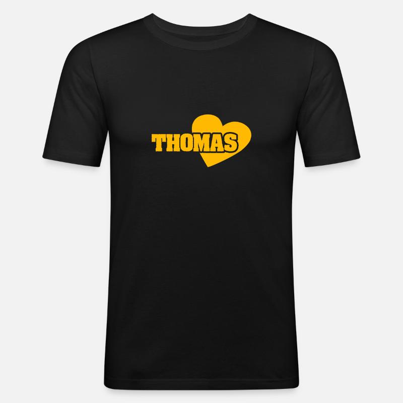 Thomas als Gold - Männer Slim Fit T-Shirt - Schwarz