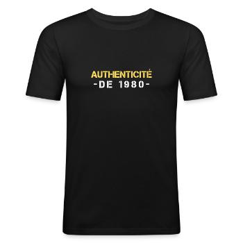 Annee 1980 cadeau anniversaire - T-shirt près du corps Homme - noir - Devant - Nik (191cm)