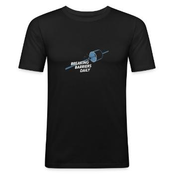 Breaking Barriers Daily Motivational Design - Männer Slim Fit T-Shirt - Schwarz - Vorne - Nik (191cm)