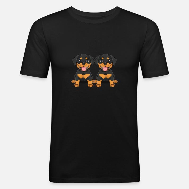 Rottweiler Hund Comic - Männer Slim Fit T-Shirt - Schwarz