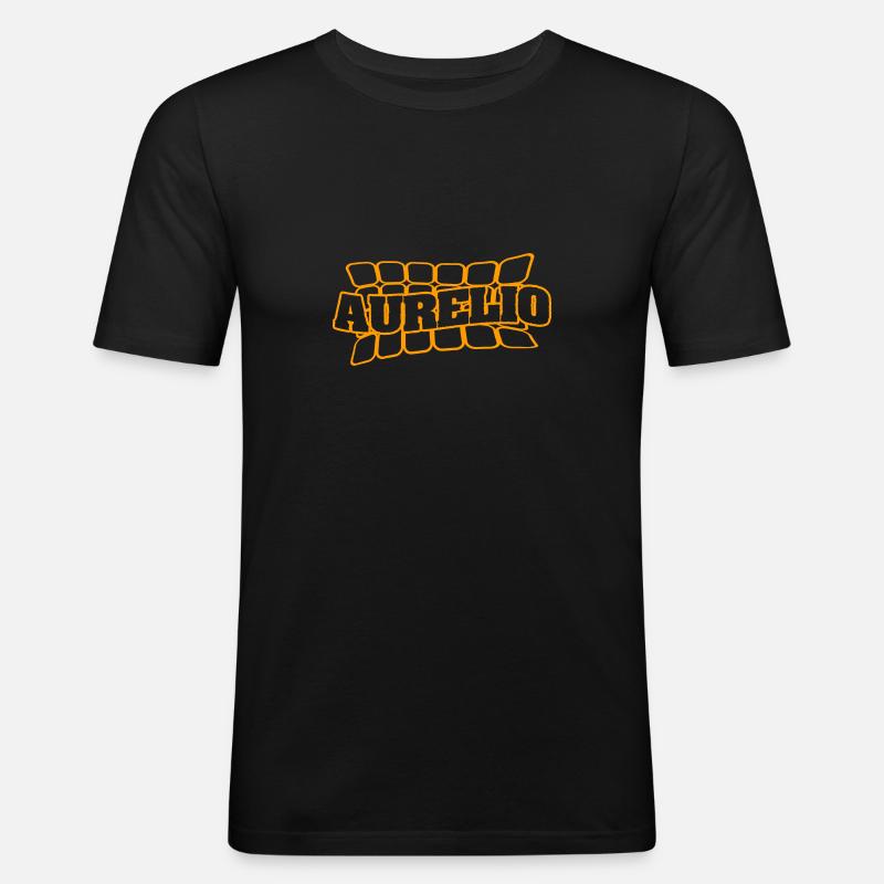 Aurelio - Männer Slim Fit T-Shirt - Schwarz