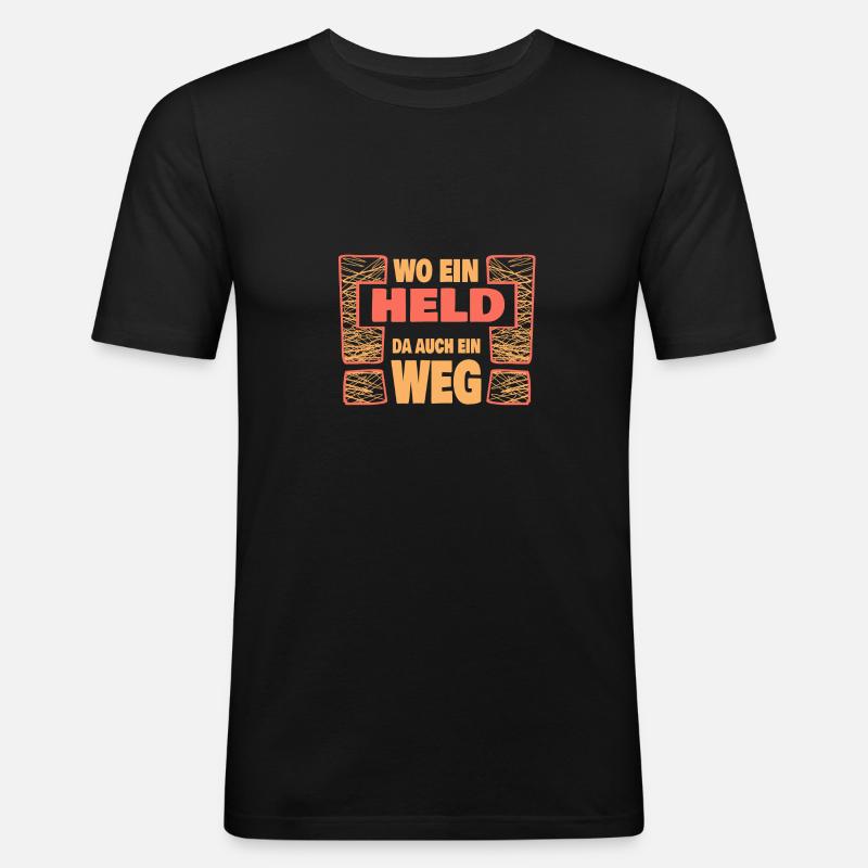 Spruch Held heldenhaft - Männer Slim Fit T-Shirt - Schwarz