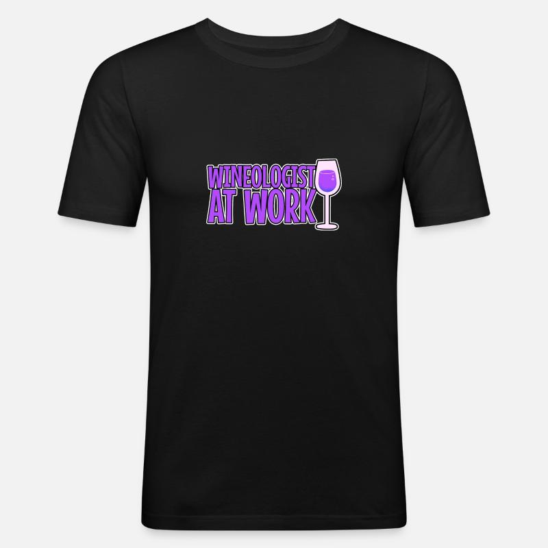 Wineologist At Work 2 - Männer Slim Fit T-Shirt - Schwarz
