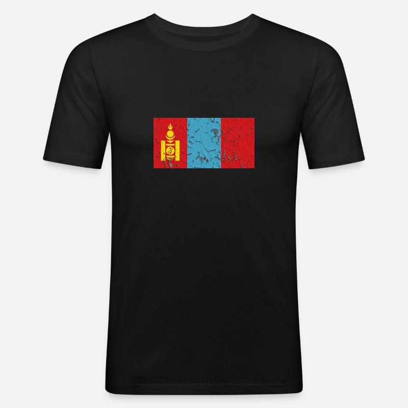 Mongolei Mongolei - Männer Slim Fit T-Shirt - Schwarz