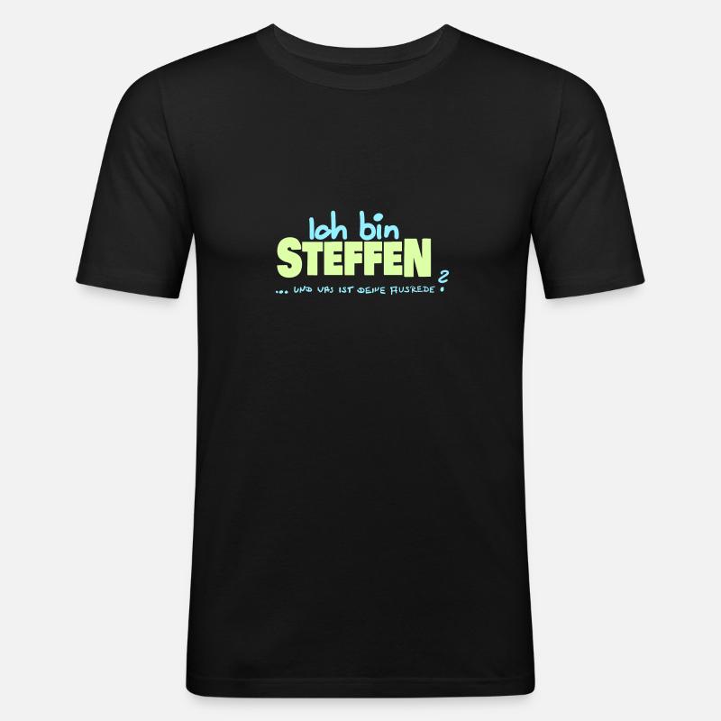 Steffen - Männer Slim Fit T-Shirt - Schwarz