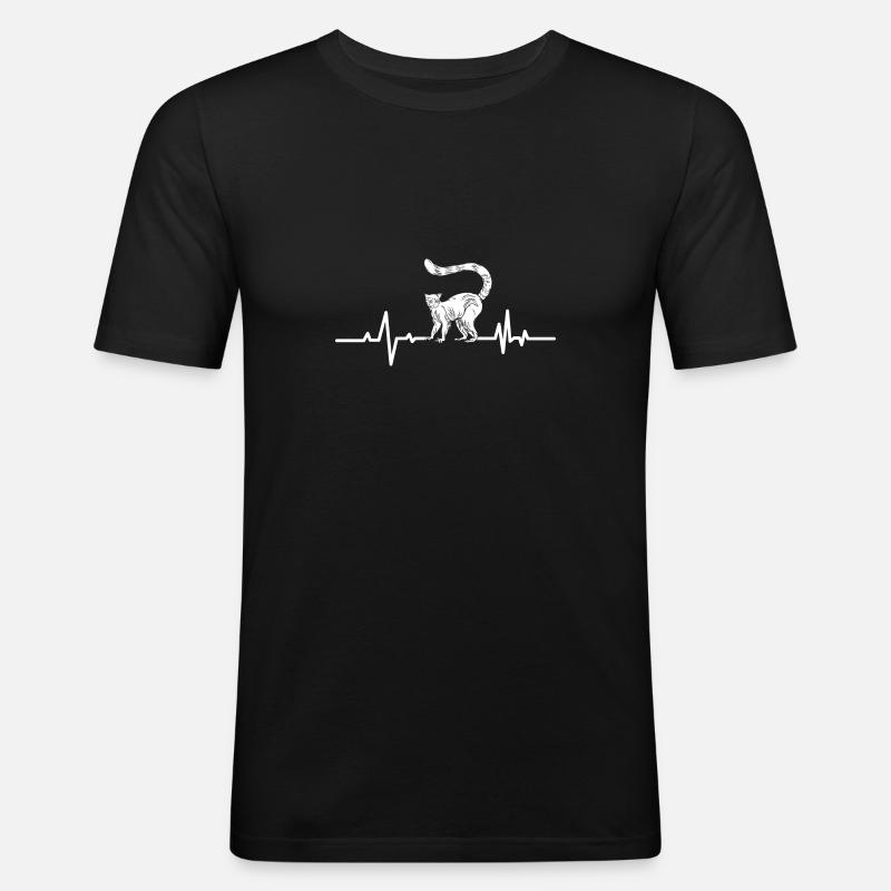 Lemur Catta Katta - Männer Slim Fit T-Shirt - Schwarz