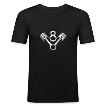 Conception de moteur V8 cylindres pour les fans de muscle car - T-shirt près du corps Homme - noir - Devant - Nik (191cm)
