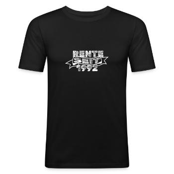 Rente 1992 - Männer Slim Fit T-Shirt - Schwarz - Vorne - Nik (191cm)