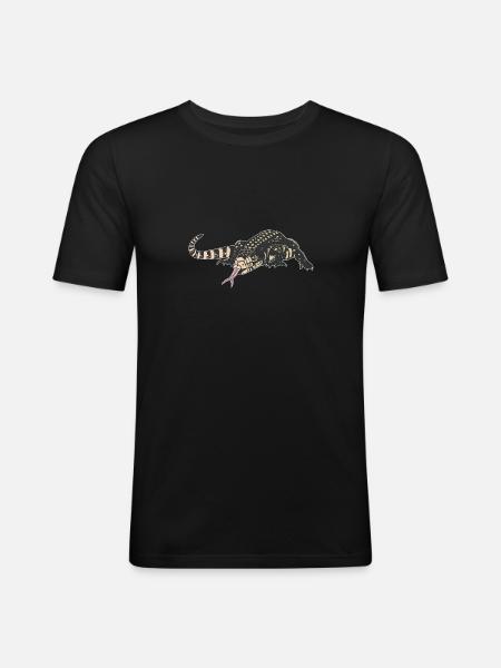 Tegu Lizard Reptile Herpetologist - Men's Slim Fit T-Shirt - black