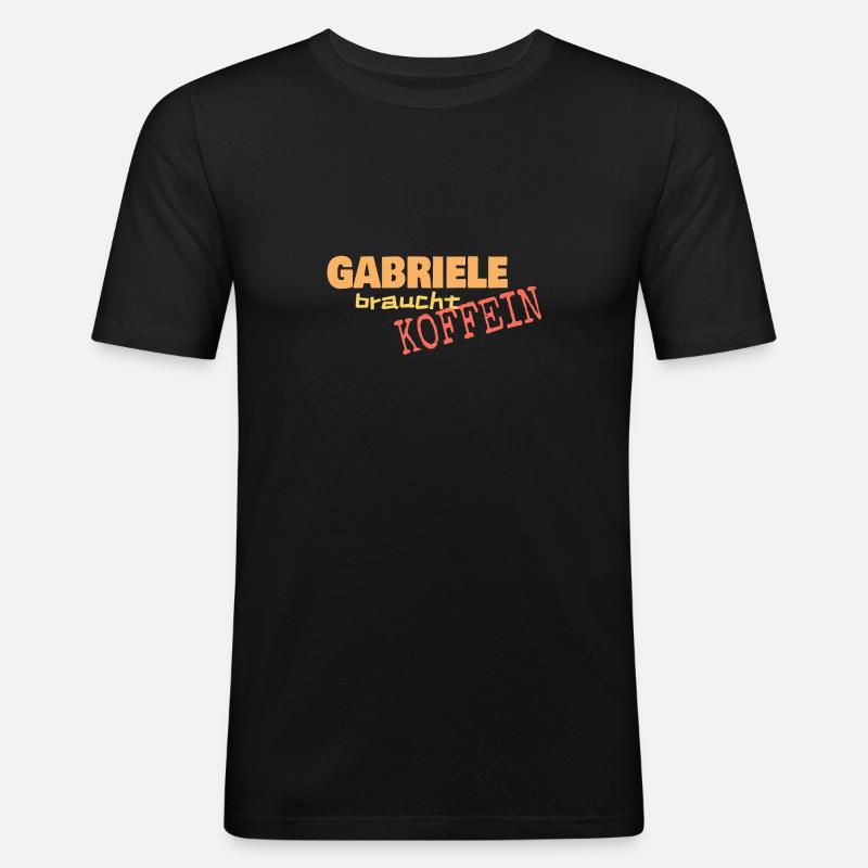 Gabriele Koffein - Männer Slim Fit T-Shirt - Schwarz