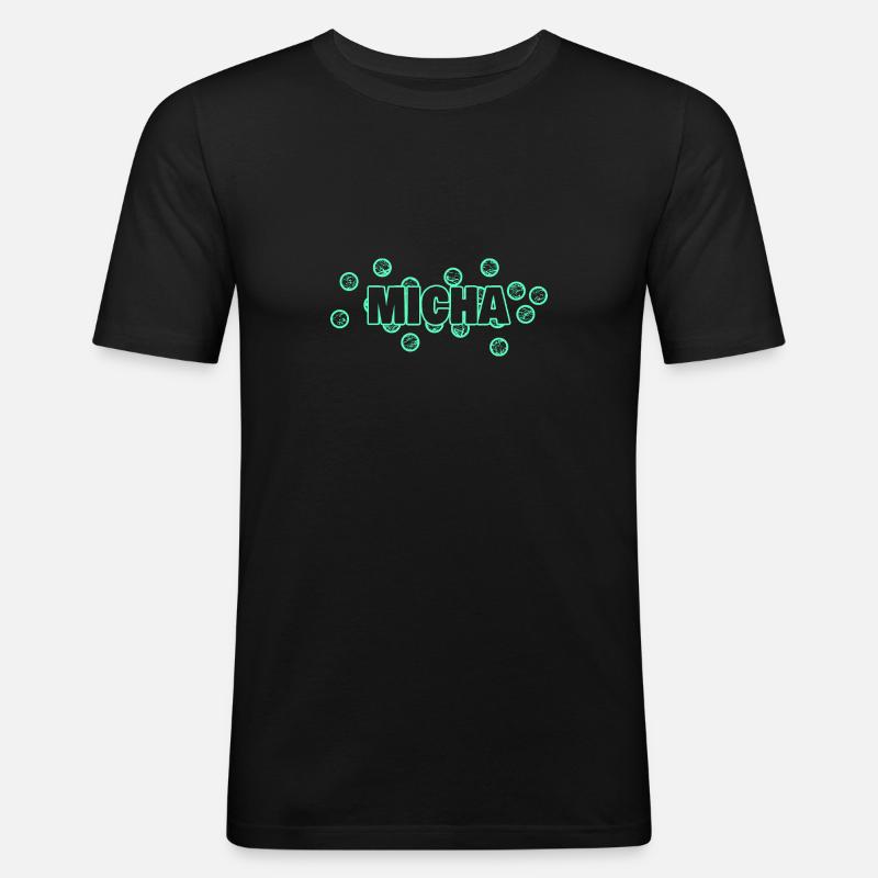 Lustig Micha - Männer Slim Fit T-Shirt - Schwarz