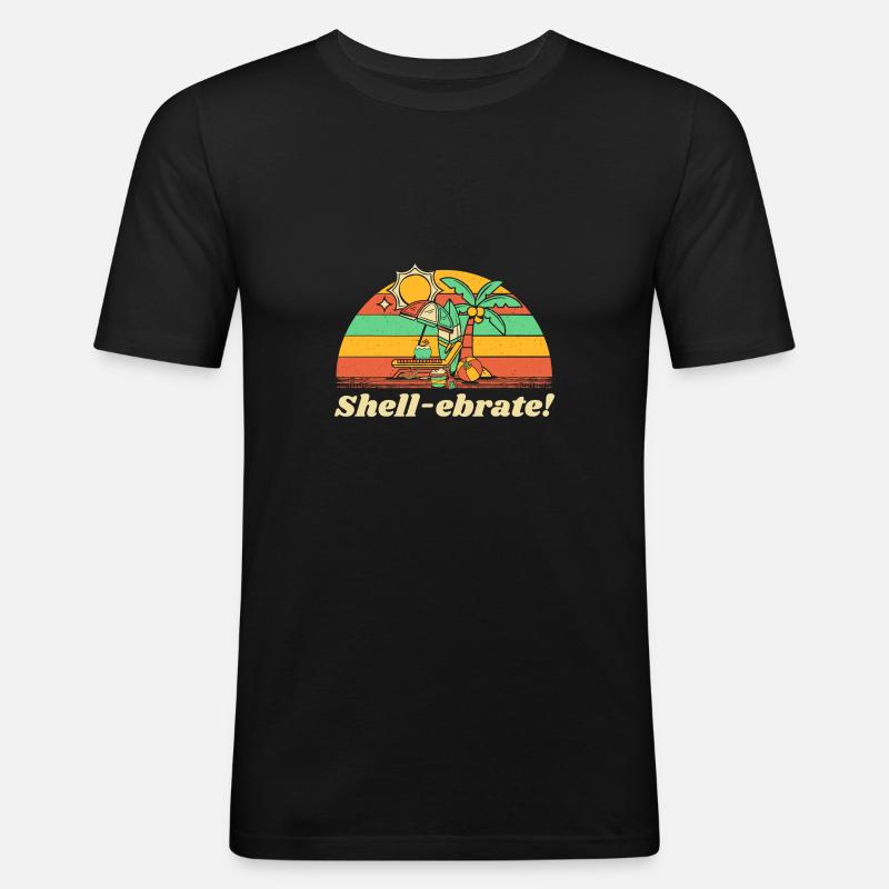 Shell-ebrate! Beach Party Ocean Celebration - Männer Slim Fit T-Shirt - Schwarz