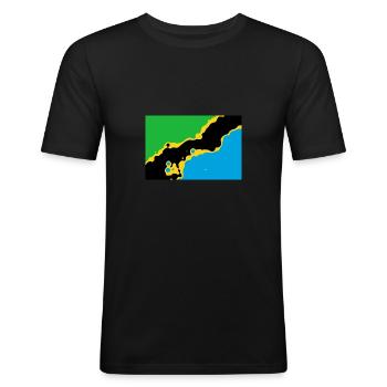 Tansania - Männer Slim Fit T-Shirt - Schwarz - Vorne - Nik (191cm)