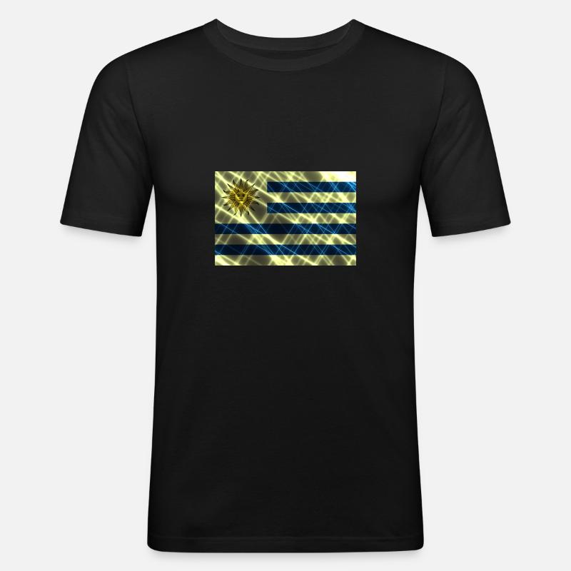 Uruguay - Männer Slim Fit T-Shirt - Schwarz