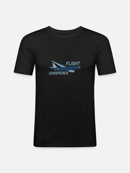 Flight Whisperer 2 - Männer Slim Fit T-Shirt - Schwarz