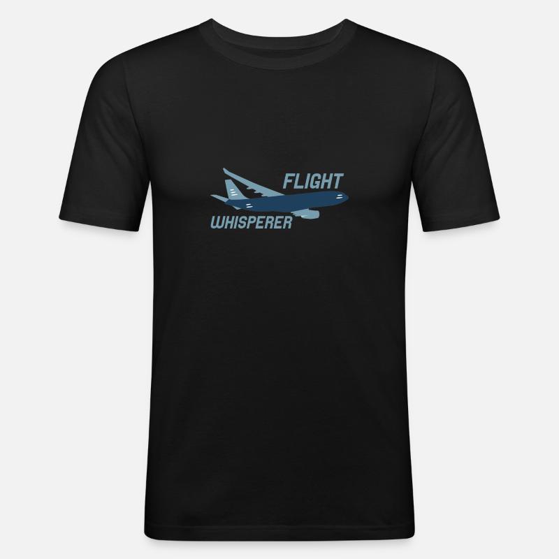 Flight Whisperer 2 - Männer Slim Fit T-Shirt - Schwarz