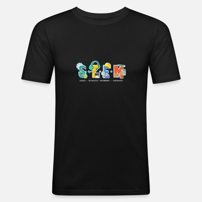 Science Technology Engineering Mathematics STEM - Männer Slim Fit T-Shirt - Schwarz
