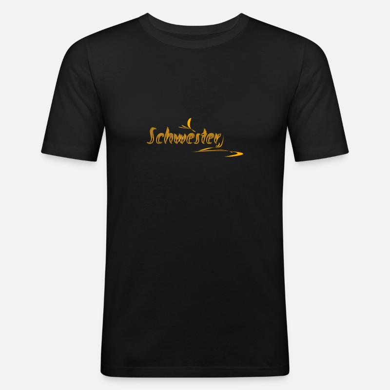 Schwester als Schwester - Männer Slim Fit T-Shirt - Schwarz