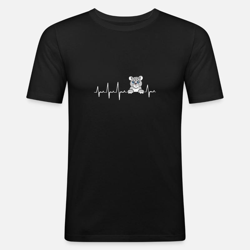 Schneeleopard - Männer Slim Fit T-Shirt - Schwarz