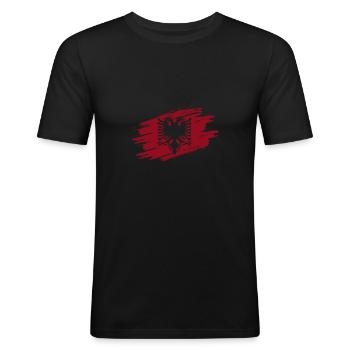 Albanian Flag Shqip Shqiponja Albania Eagle - Men's Slim Fit T-Shirt - black - Front - Nik (191cm)