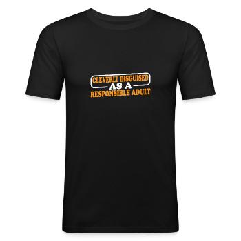 Habilement déguisé en adulte responsable 3 - T-shirt près du corps Homme - noir - Devant - Nik (191cm)