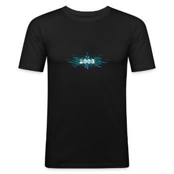 Geboren 2008 - Männer Slim Fit T-Shirt - Schwarz - Vorne - Nik (191cm)