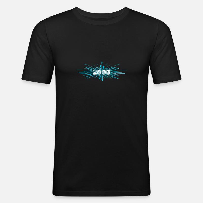 Geboren 2008 - Männer Slim Fit T-Shirt - Schwarz