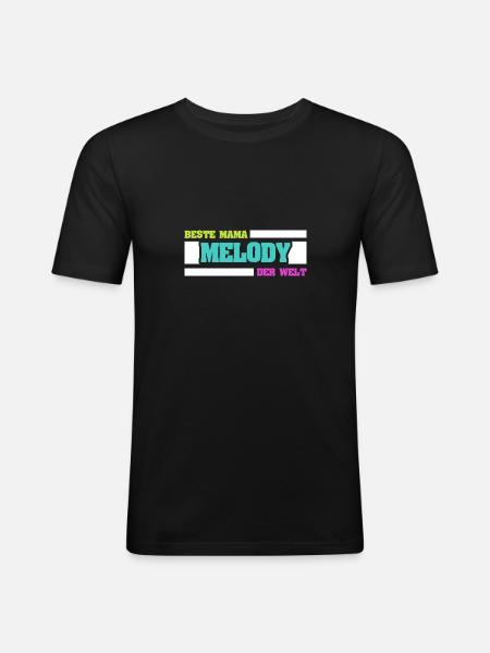 Melody als Mutter - Männer Slim Fit T-Shirt - Schwarz