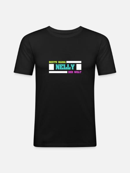 Nelly als Mutter - Männer Slim Fit T-Shirt - Schwarz