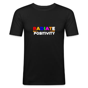 Radiate Positivity - Men's Slim Fit T-Shirt - black - Front - Nik (191cm)
