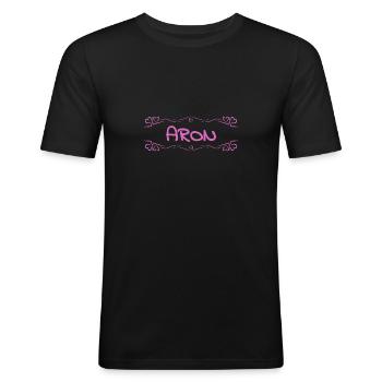 Aron as a name - Men's Slim Fit T-Shirt - black - Front - Nik (191cm)