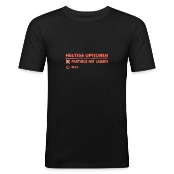 Partybus jasmin - Männer Slim Fit T-Shirt - Schwarz - Vorne - Nik (191cm)