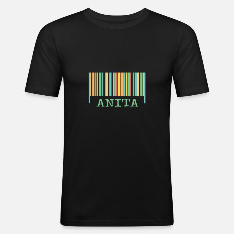 Strichcode Anita - Männer Slim Fit T-Shirt - Schwarz