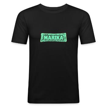 Geschenk für Marika - Männer Slim Fit T-Shirt - Schwarz - Vorne - Nik (191cm)