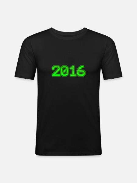 Computer 2016 - Männer Slim Fit T-Shirt - Schwarz