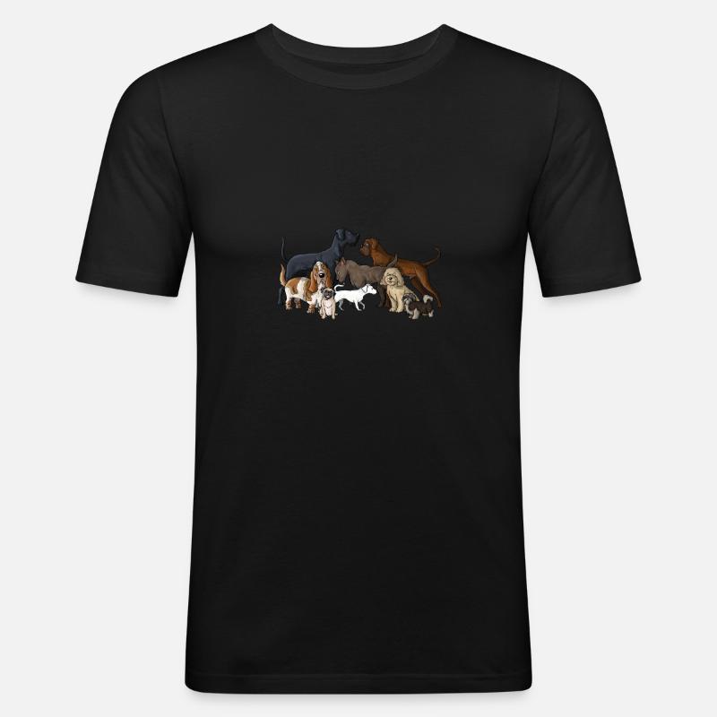 Hunde - Männer Slim Fit T-Shirt - Schwarz