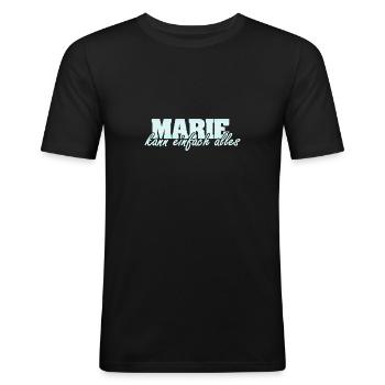 Marie - Männer Slim Fit T-Shirt - Schwarz - Vorne - Nik (191cm)