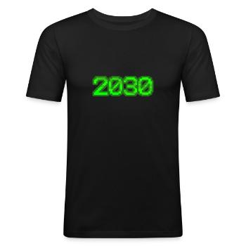 2030 2030 - Männer Slim Fit T-Shirt - Schwarz - Vorne - Nik (191cm)