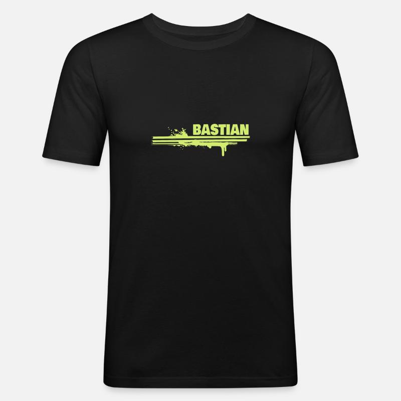 Bastian als Farbklecks - Männer Slim Fit T-Shirt - Schwarz