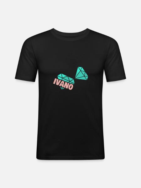 Papa Iva - Männer Slim Fit T-Shirt - Schwarz