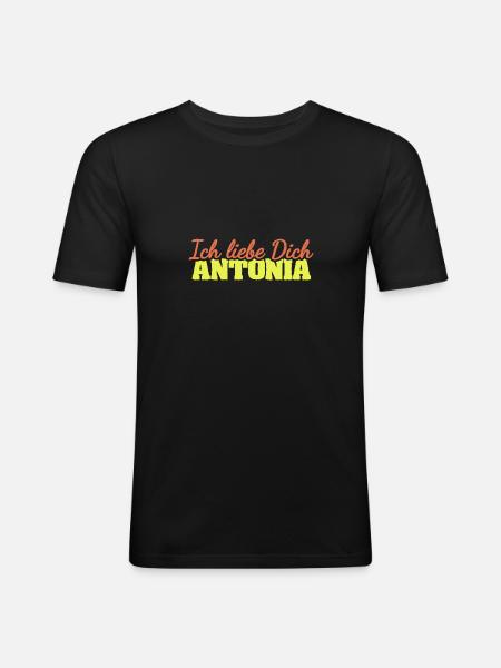 Liebesspruch Antonia - Männer Slim Fit T-Shirt - Schwarz