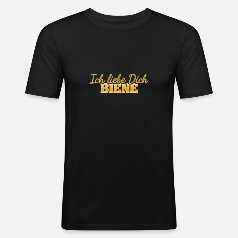 Biene - Männer Slim Fit T-Shirt - Schwarz